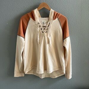 Lace-Up Hoodie Pullover